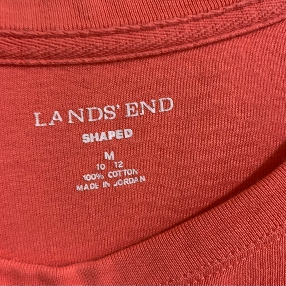 Lands’ End Shaped Soft Stretchy Short Sleeve Coral Peach Tee. Size Medium 10/12 - Picture 3 of 8